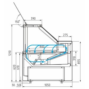 Витрина холодильная Carboma GC111 VM 1,25-1 (1008 Темный дуб) (динамика, без боковин) - Изображение 5
