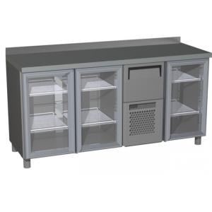 Стол холодильный барный Carboma T57 M3-1-G 0430-29 корпус нерж, с бортом, планка (BAR-350С Сarboma)