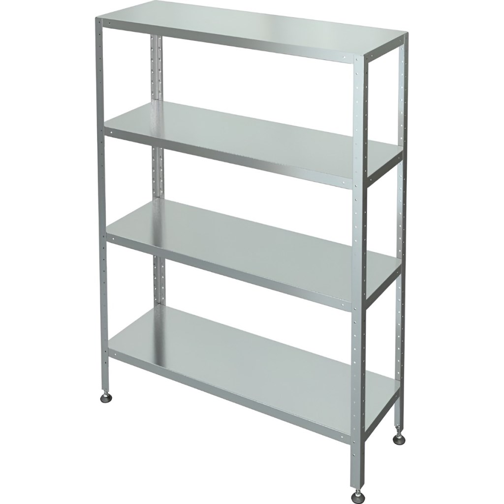 Стеллаж с 4-я сплошными полками МХМ С-4-0,5/0,95/1,8 (нержавейка) 